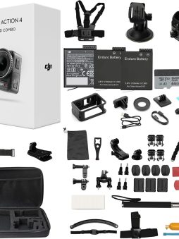 DJI Osmo Action 4 Standard Combo with 50 Piece Accessory Kit + 2 Extra Batteries + 64GB Card, 4K/120fps Waterproof Action Camera with a 1/1.3-Inch Sensor, Long-Lasting 160 Mins, Outdoor Camera